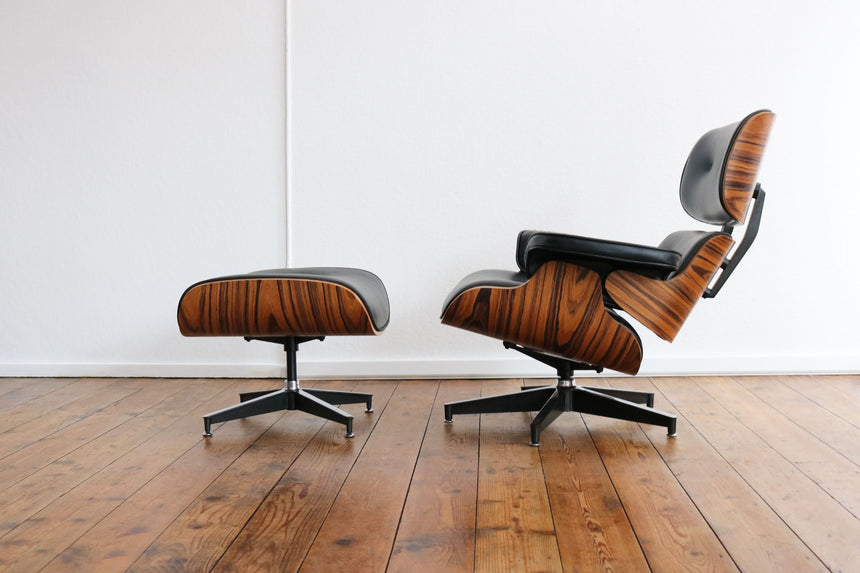 Eames Lounge palissander & zwart leder