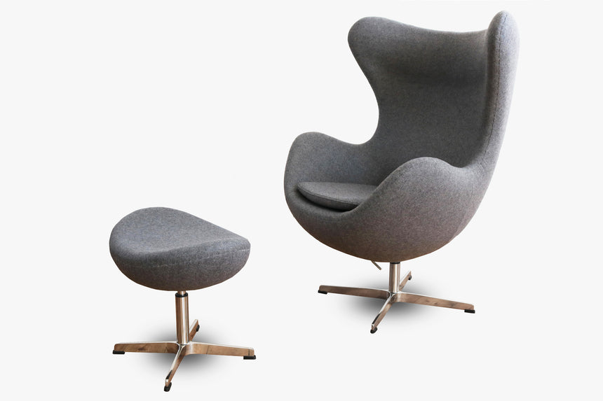 Egg chair + ottoman grijs kasjmir